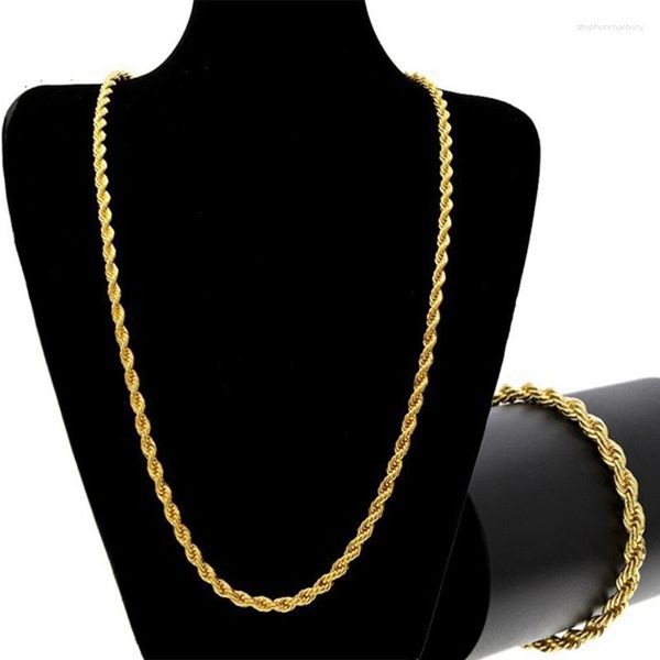 Collier boucles d'oreilles ensemble chaîne torsadée bijoux corde torsadée Chian Bracelet plaqué or pour hommes femmes en gros