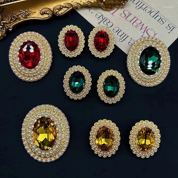 UJBOX – ensemble collier et boucles d'oreilles Vintage médiéval, plaqué or véritable 18K/24K, dessus en verre, Imitation de perle, broche pour femmes