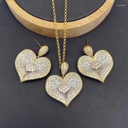 Ketting oorbellen set vanifin met prachtige hartvorm micro -inleg zirkonia voor vrouw banket luxe sieraden cadeau