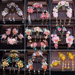 Ketting Oorbellen Set Vintage Haar Stok Oorbel Chinees Voor Vrouwen Bloemen Kwastje Parel Clip Haarspeld Fairy Tiara Bruiloft Accessoires