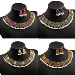 Ketting Oorbellen Set Vintage Hollow Bohemian Kwastje Etnische Wind Paars Vrouwen Afrikaanse Sieraden E5773