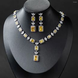 Ensemble de boucles d'oreilles et collier WEIMANJINGDIAN, marque de luxe, cristal Zircon, bijoux de mariage pour les mariées