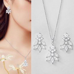 Ketting Oorbellen Set WEIMANJINGDIAN Merk Hoge Kwaliteit Marquise Zirconia CZ Crystal En Bruidsmeisje Sieraden