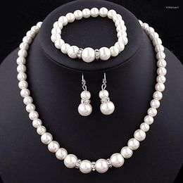 Pendientes de collar Conjunto de joyas africanas al por mayor IMITACIÓN CLÁSICA COLeto de perla/arete/brazalete