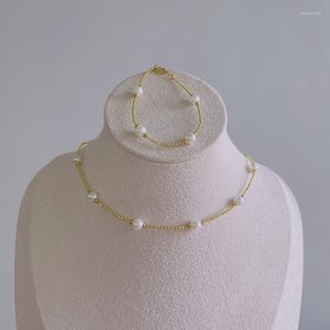 Collier Boucles D'oreilles Ensemble En Gros Bijoux De Mode De Haute Qualité Avec Bracelet Et Chaîne De Perles En Plastique Plaqué Or En Laiton