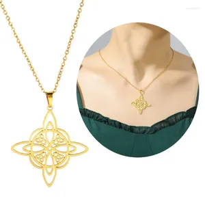 Ensemble collier et boucles d'oreilles avec nœud de sorcière, anneau, chaîne à Double couche, Bracelets, bijoux irlandais