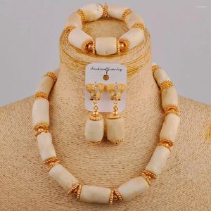 Ensemble collier et boucles d'oreilles en corail pour femmes, bijoux africains et Bracelet en perles pour mariée, bijoux de mariage