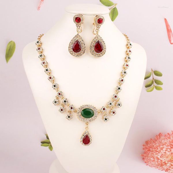 Collier boucles d'oreilles ensemble femmes mode colliers ensembles arabe dubaï mariage bijoux boucles d'oreilles pour femmes dames boucle d'oreille élégant