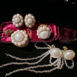 Ensemble de boucles d'oreilles et collier pour femmes, ensemble de boucles d'oreilles en forme de sirène, perle de larme, fleur, pierre précieuse, Yuji éblouissante, perle de la mer profonde tahitienne
