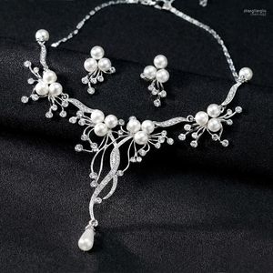 Collier boucles d'oreilles ensemble femmes couleur argent mode mariage mariée demoiselle d'honneur Sautoirs bijoux rond cristal 2022