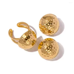 Ensemble de boucles d'oreilles et collier Youthway Chubby Texture martelée boule demi-cercle creux anneau plaqué or 18 carats bijoux de mode pour femmes