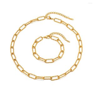 Collier boucles d'oreilles ensemble Youthway acier inoxydable chaîne métallique Bracelet femmes déclaration PVD collier doré cadeau