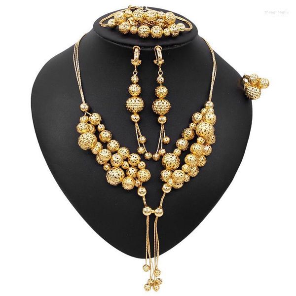 Collier boucles d'oreilles ensemble Yulaili mode Dubai or bijoux en gros cadeaux de mariée mariage nigérian perles africaines pour femme Bij