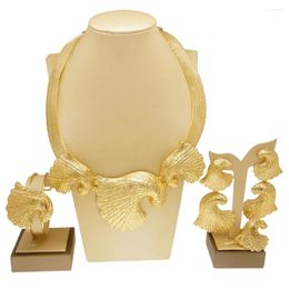 Yulaili – ensemble collier et boucles d'oreilles plaqué or italien pour femme, grand pendentif, accessoires de fête de mariage, cadeau