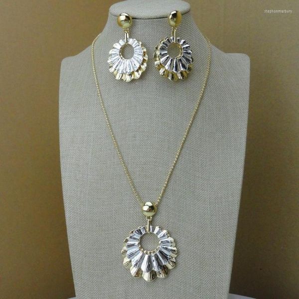 Conjunto de collar y pendientes Yuminglai, joyería de diseñador italiano, traje de Dubái de 24 quilates FHK7299