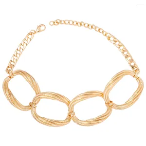 Collier et boucles d'oreilles ensemble ZAA Vintage doré ovale chaînes en métal tour de cou pour les femmes exagéré Street Rock Punk Hiphop cou bijoux collier