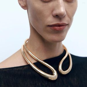 ZAA – ensemble de collier et boucles d'oreilles Vintage en métal, ras du cou asymétrique épais pour femmes, Punk hip hop, bijoux, accessoires de cou