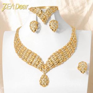 Ketting Oorbellen Set ZEADear Sieraden Gouden Kleur Ring Armband Voor Bruiloft Sieraden Accessoires Nigeria Italië Geschenken Groothandel