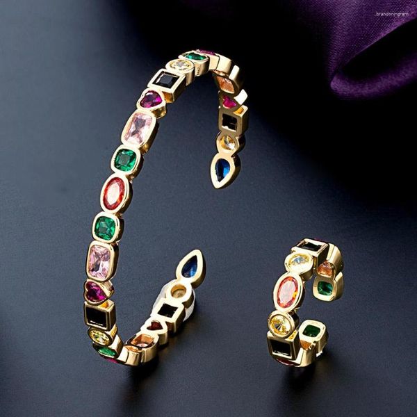 Pendientes de collar Conjunto de zlxgirl colorido Arabia Arabia y joyería de anillo para mujeres Partido de boda Dubai Gold Color Bracelet Bijoux