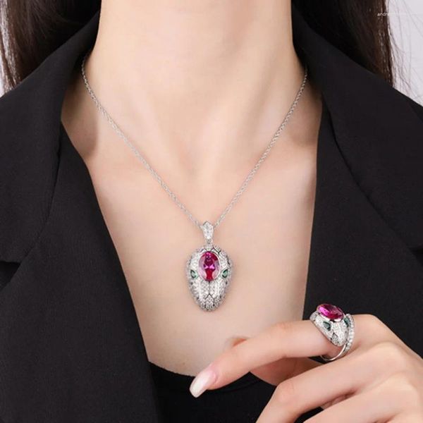 Zlxgirl – ensemble de bijoux en forme de serpent rouge, collier et boucles d'oreilles, Design en Zircon et bague, cadeau de Couple pour femmes, boîte gratuite, sacs