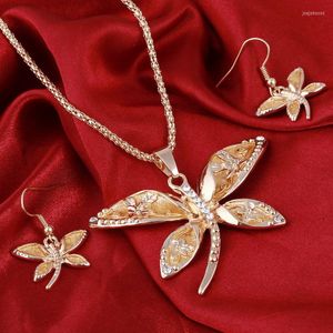 Ketting oorbellen set zoshi vintage Afrikaan voor vrouwen goud kleur libel hanger trouwfeest sieraden cadeau