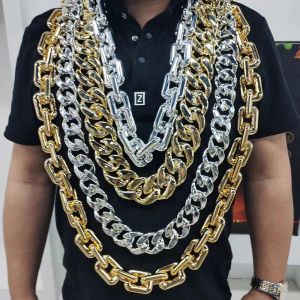 Collier Mode Punk Exagéré Chaîne Épaisse Acrylique Plaqué Or Collier Bijoux Personnalisés Pour Hommes Bricolage Taille Chaîne Sac Chaîne En Gros