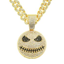 collier pour hommes chaîne lien cubain chaînes en or glacé bijoux Full Diamond Ball Star Ghost Face Monster Pendentif Collier Hip Hop