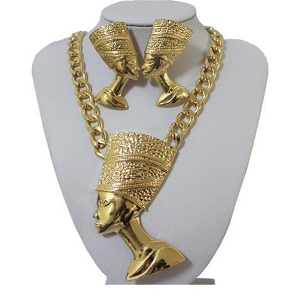 collier pour hommes chaîne lien cubain chaînes en or bijoux glacés Un collier en alliage symbolisant le noble pouvoir des pharaons égyptiens