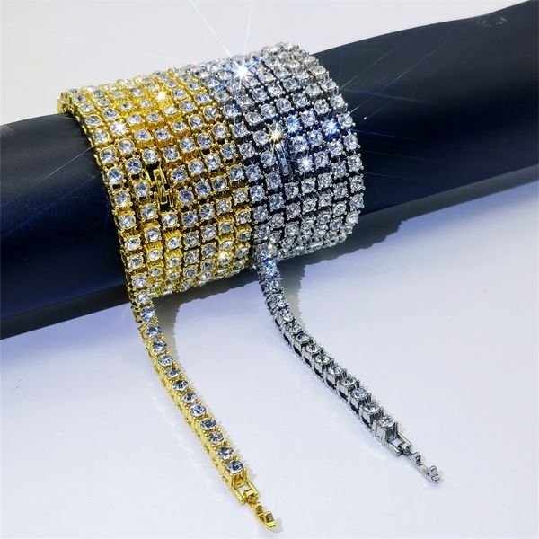 collar para hombre cadena de eslabones cubanos cadenas de oro joyas heladas Cadena de tenis Joyería de diamantes de 5 mm Collar de cadena cubana galvanizada de aleación