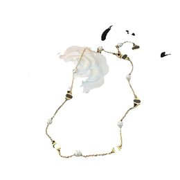 Collier G FF CD Perle Pendentif Colliers Designer Marque Ras Du Cou Amour Chaîne Femmes Plaqué En Acier Inoxydable Lettre Bijoux Accessoires Réglable