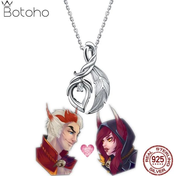 Collier Jeu LOL Collier XAYAH et RAKAN Pendentif Collier S925 Bijoux en Argent XAYAH Ras du Cou RAKAN Colliers pour Femmes Hommes Cadeau Couples