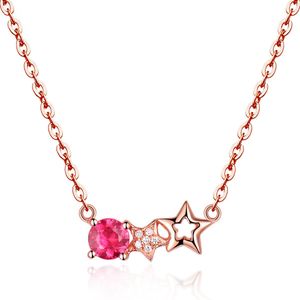 Ketting meisjes Student schattig Ster Rose Rood zirkoon Diamant Rose Goud Zoete Ketting Verjaardagscadeau Vriendin Bruiloft Sieraden