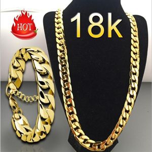 Collier or mode bijoux de luxe plaqué or jaune 18 carats pour femmes et hommes chaîne Punk pendentif accessoires acc063295t