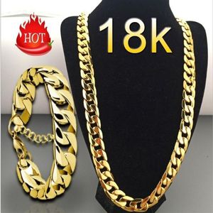 Collier or mode bijoux de luxe plaqué or jaune 18 carats pour femmes et hommes chaîne Punk pendentif accessoires acc063245o