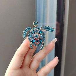 Halskette grün Strass Meeresschildkröte Tier Brosche Pins Kristall Vintage Metall Schildkröte Brosche für Frauen Mantel Abzeichen Corsage Schmuck Geschenk