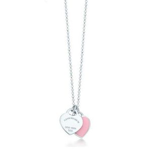 Ketting Hart Dubbele Liefde Kettingen Designer Sieraden Vrouw Zilveren Ketting Luxe Sieraden Aangepaste Hanger Verjaardag Kerstcadeau Bruiloftsfeest