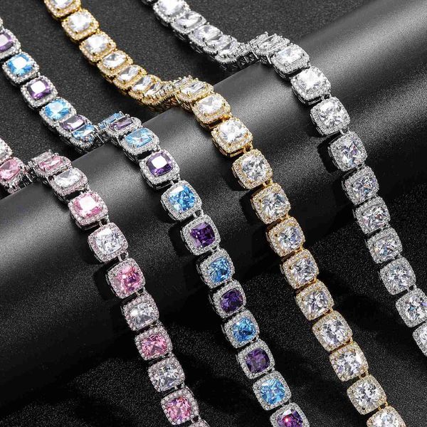 Collier Hip Hop Sugar Chain 10 mm Cube Diamond Hip Hop Collier pour hommes et femmes Collier de mode personnalisée Bijoux S925