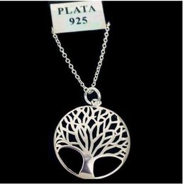 Ketting Item 925 Mode Meest populaire Hot Silver Plated Tree of Life Hanger Ketting 18 inch Groothandel Prijs Gratis Verzending 20pcs / lot