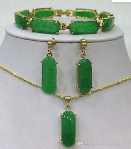 Collier Bijoux 001425 Bijoux Vert Jade Lien Bracelet boucles d'oreilles Collier Pendentif Ensemble Bijoux Naturels