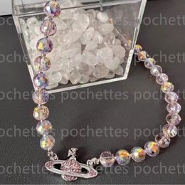 Collier Bijoux Colliers Pearl Viviane Saturn Designer Westwood Pink For Woman Luxury Gold Diamond Men Women Chains Pendant Gift E7ab #