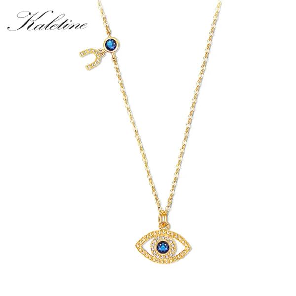 Collar KALETINE Collar con colgante de mal de ojo, collar de plata de ley 925 para mujer, marca de lujo, piedra azul CZ, joyería turca, cadena de oro