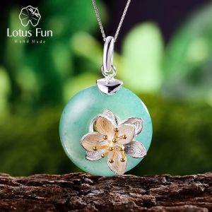 Collier Lotus Fun véritable argent sterling 925 aventurine naturelle pierre précieuse verte bijoux fins pendentif murmures de lotus pour femmes sans chaîne