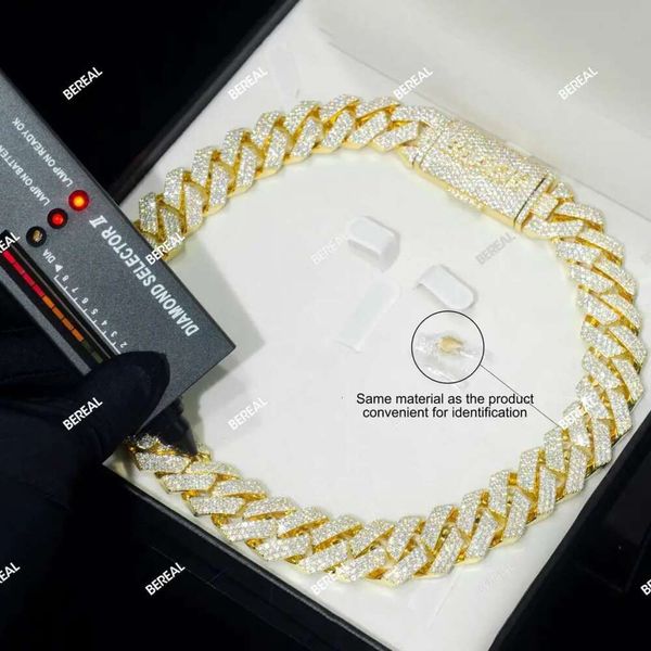 Collier Moisanite Chaîne 10K Gold Hip Hop Style Real 14K 18K Solid Gold Cuban Link Chain Fine Bijoux pour les hommes