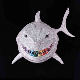 Collier Moisanite chaîne personnalisée Hip Krkc Hop Bijoux Iced Out Diamond Large Shark Whale Collier Pendante Jewelry