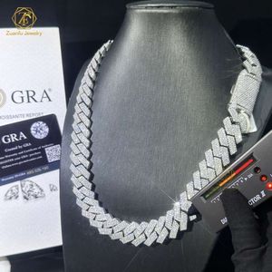 ketting moissaniet ketting op maat gemaakte slotpas zilveren lab gekweekte diamant tester 8 mm drie rijen ijsje uit hiphop vvs1 diamant cuban link