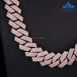 ketting moissanite ketting op maat gemaakte roségouden sieraden vergulde Cubaanse links Def Vvs groothandel alle maten ronde Cubaanse