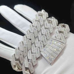 collier moissanite chaîne diamant hommes designer personnalisation diamant cubain complet glacé chaîne hiphop passer le test de diamant chaîne de glace chaîne à maillons cubains