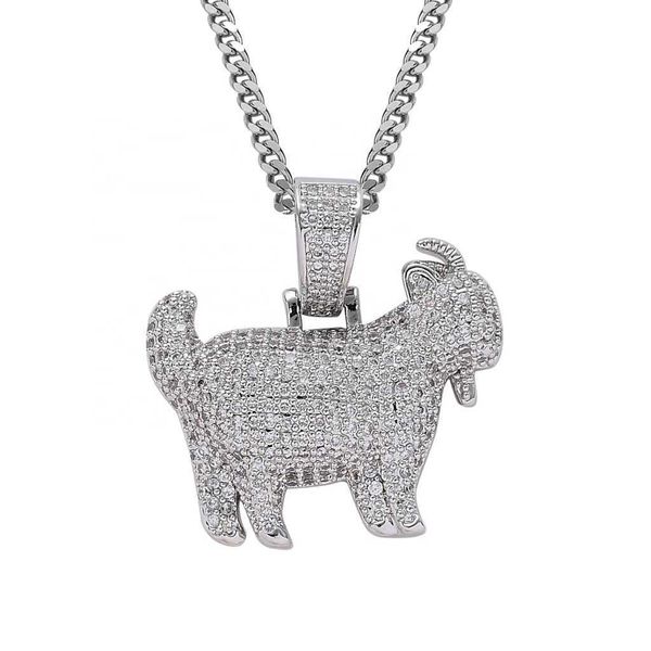 Collier Moisanite Chaîne Hip Hop Modern Lab Diamond Diamond Goat Pendants 14k Gold Cuban Lien Femmes et hommes personnalisés