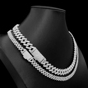 ketting Moissanite Chain Hot Sale Hip Hop Men 8mm10mm Diamant Hiphop Cubaanse ketting Geikte vergulde messing zirkonia ketting