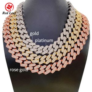 Collier moissanite chaîne Redleaf personnalisé hommes collier 10mm plaqué or gros lien cubain chaîne bijoux collier femmes cubain